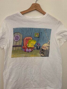Vintage SpongeBob SquarePants Nickelodeon white cotton t-shirt with graphic of